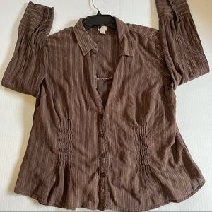 Women brown button down shirt with camisole